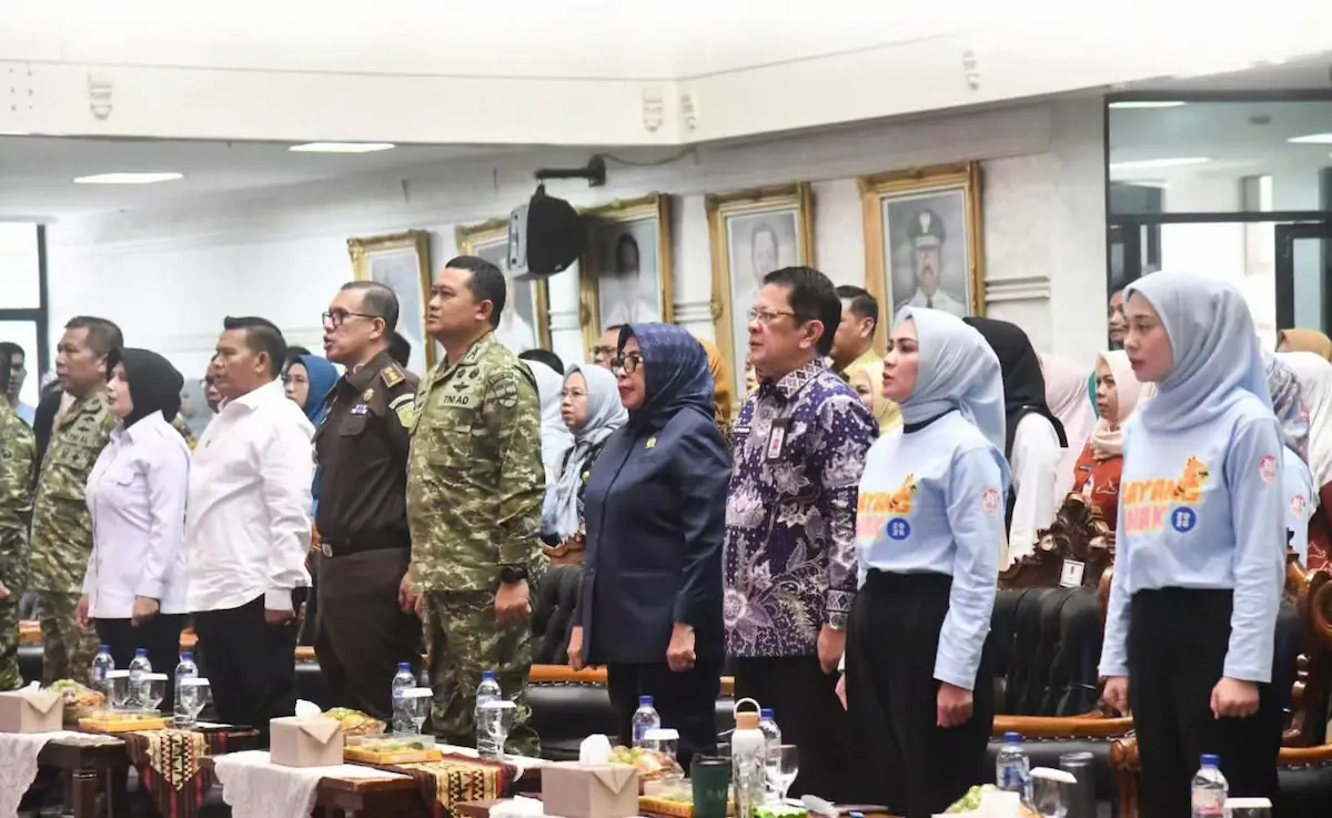 Anggota Komisi III DPRD Lampung Diah Dharma Yanti menghadiri Peringatan Hari Anak Nasional ke-42 dan peluncuran GERMAS RANA di Balai Keratun