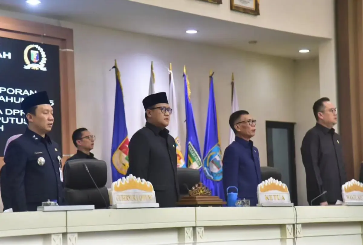 Ketua DPRD Lampung Ahmad Giri Akbar pimpin Rapat Paripurna penetapan rekomendasi LHP BPK atas LKPD Pemprov Lampung 2025 di Ruang Sidang DPRD setempat