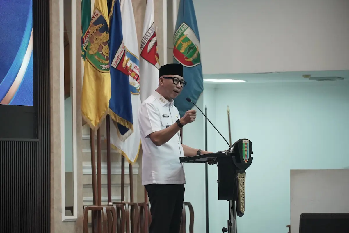 Gubernur Lampung Rahmat Mirzani Djausal membuka Entry Meeting Opini Ombudsman RI 2026 di Balai Keratun