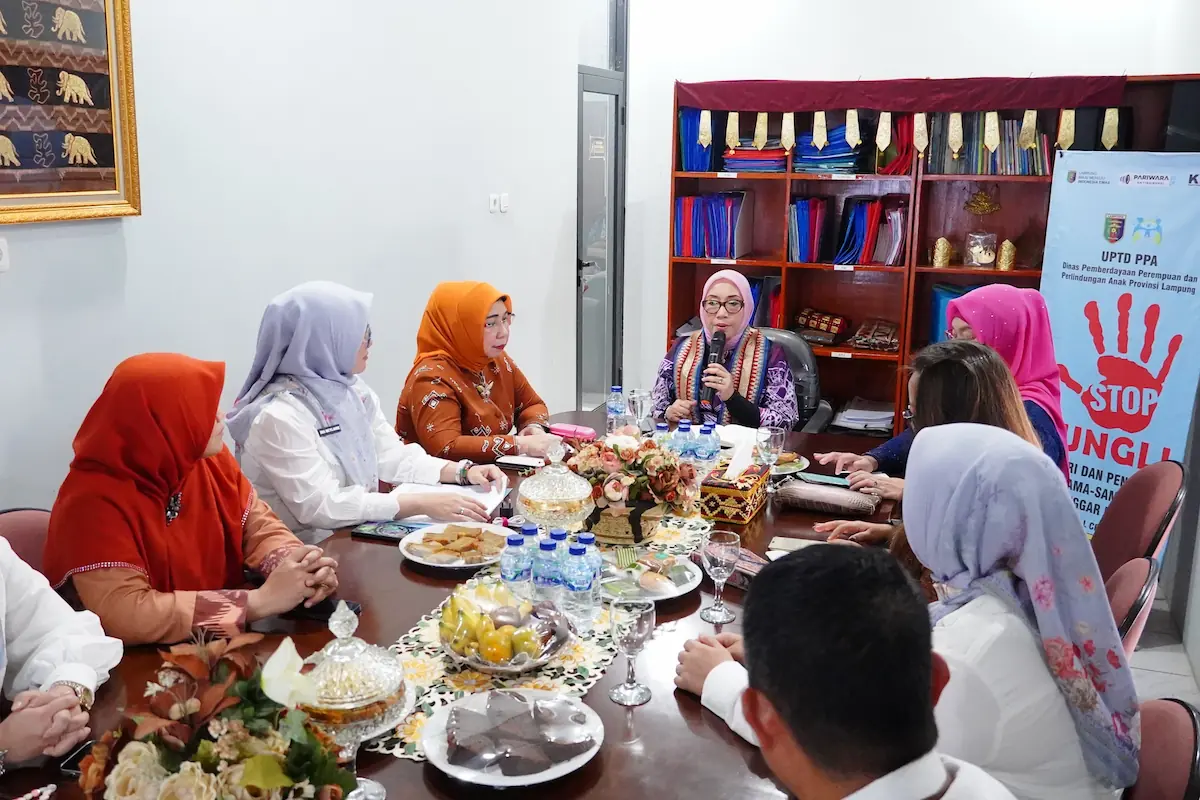 Menteri PPPA Arifah Fauzi berkunjung kerja ke UPTD PPA Lampung di Jalan Puri Besakih, Bandarlampung
