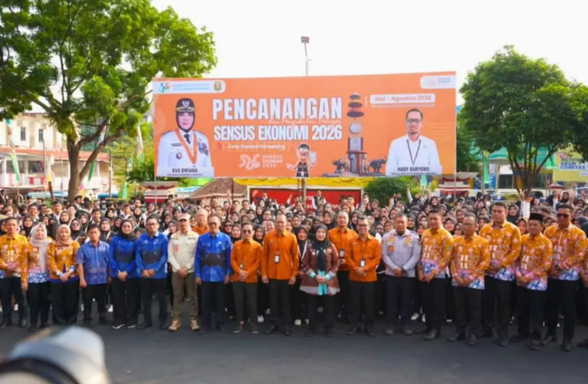 Apel Siaga Pencanangan Sensus Ekonomi 2026 di Halaman Kantor Pemkot Bandarlampung