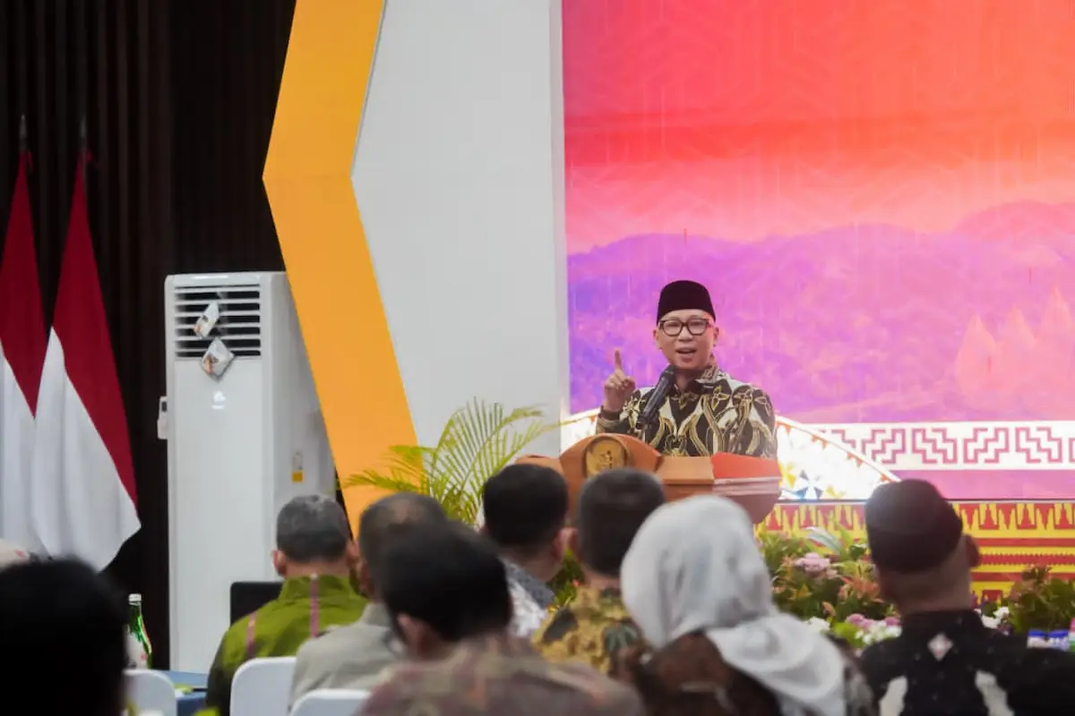Gubernur Lampung Rahmat Mirzani Djausal menghadiri silaturahmi dan ramah tamah Rakernas APTISI I 2026 di Mahan Agung, Bandarlampung