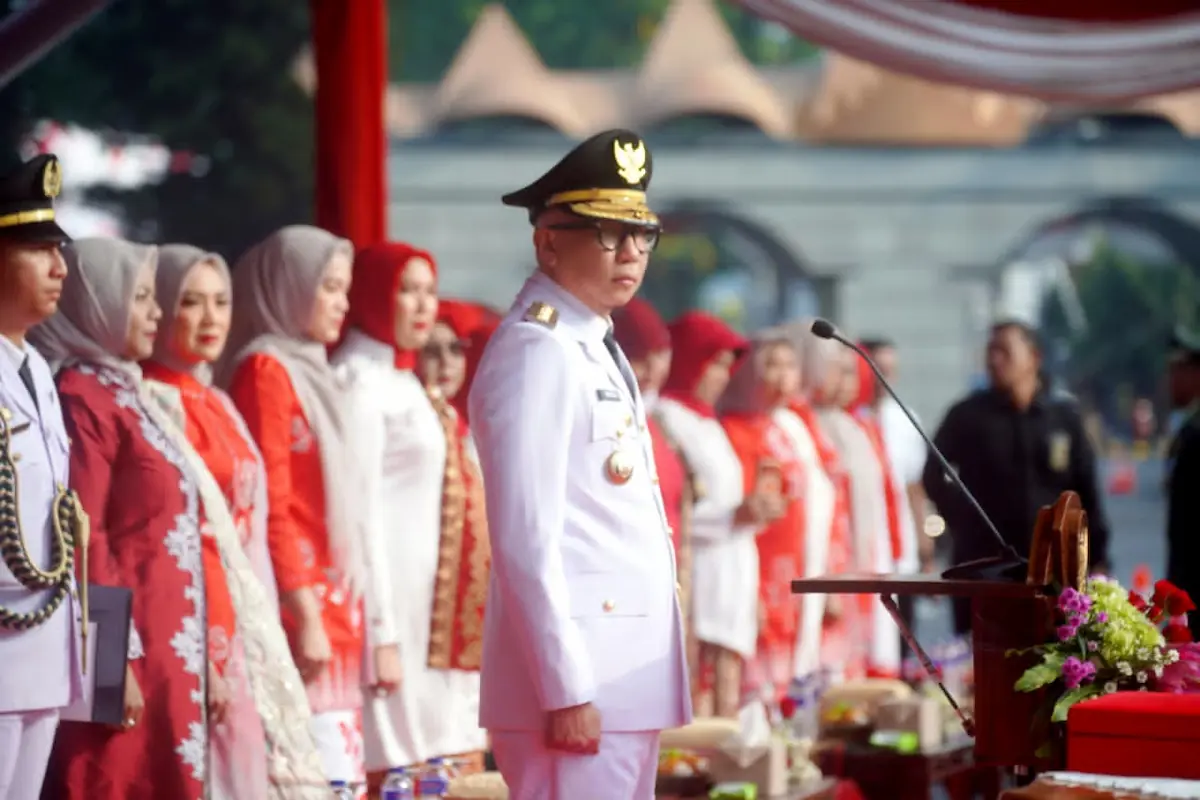 Gubernur Lampung Rahmat Mirzani Djausal menjadi inspektur upacara HUT ke-81 RI di Lapangan Korpri