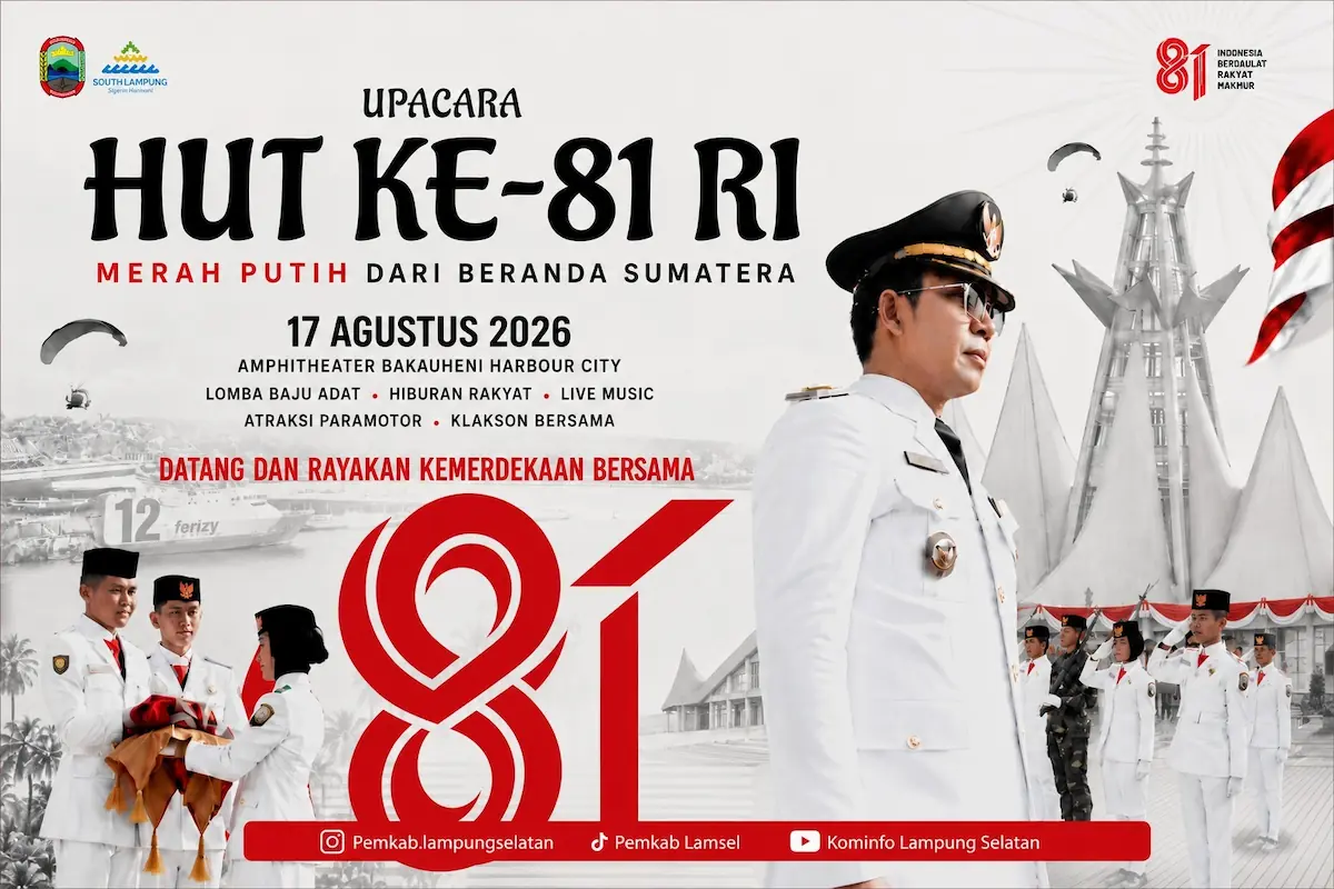 Amphitheater Bakauheni Harbour City lokasi perayaan HUT ke-81 Kemerdekaan RI bertema Merah Putih dari Beranda Sumatra