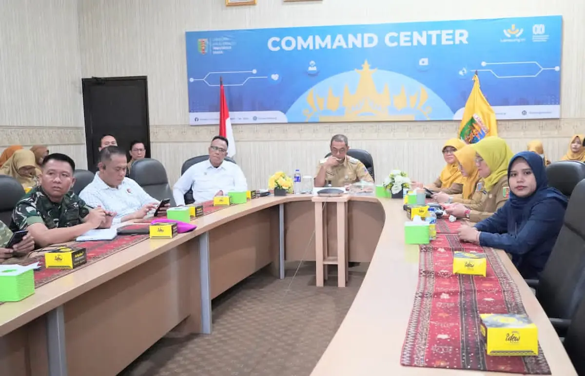 Rakor pengendalian inflasi daerah Pemprov Lampung bersama Kemendagri secara daring di Command Center Diskominfotik