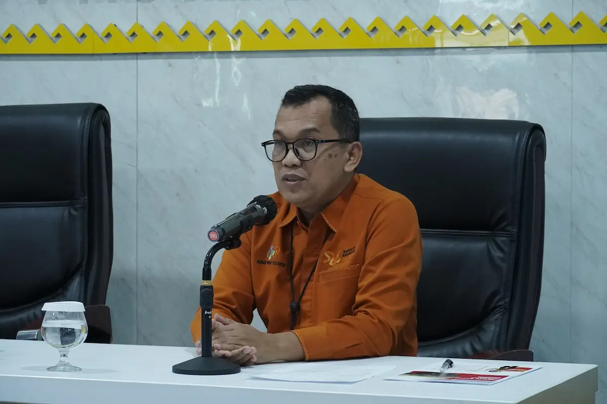Kepala BPS Lampung Ahmadriswan Nasution menyampaikan rilis Berita Resmi Statistik di Bandarlampung