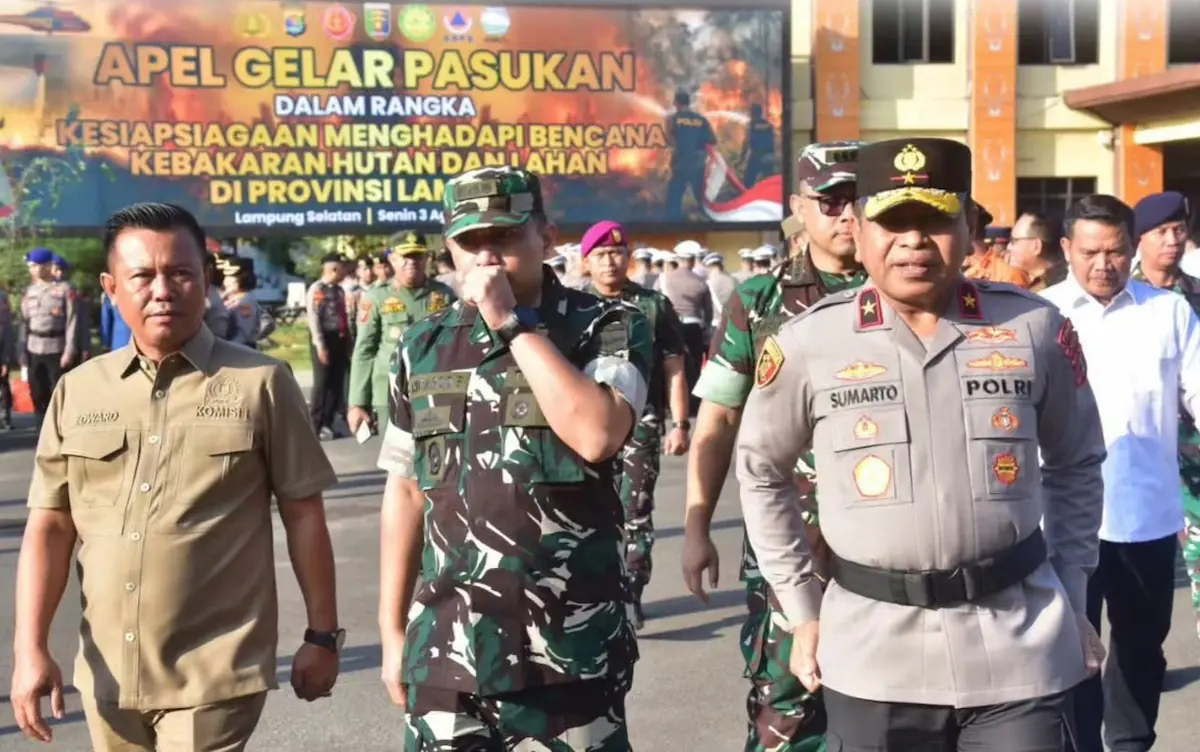 Anggota DPRD Lampung Edwar Rasyid menghadiri Apel Gelar Pasukan Kesiapsiagaan Penanggulangan Karhutla di Polda Lampung