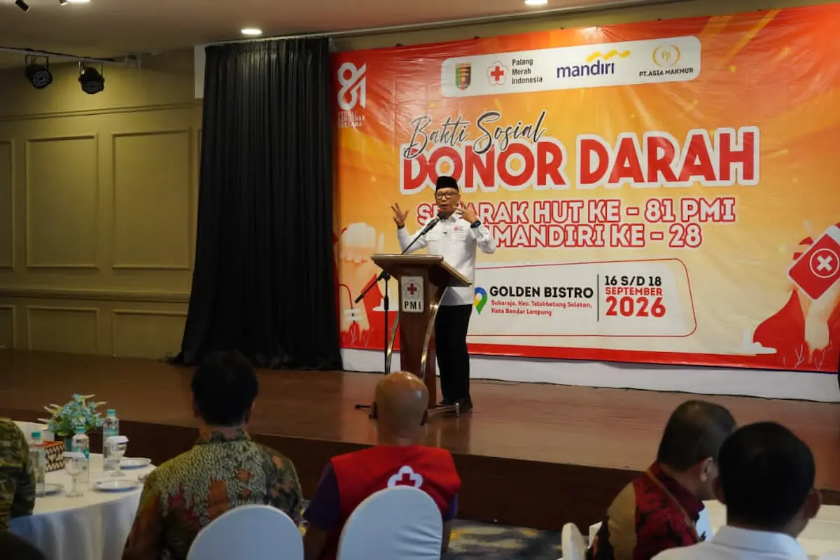 Gubernur Lampung Rahmat Mirzani Djausal mwnghadiri HUT ke-81 PMI di Golden Bistro Bandarlampung