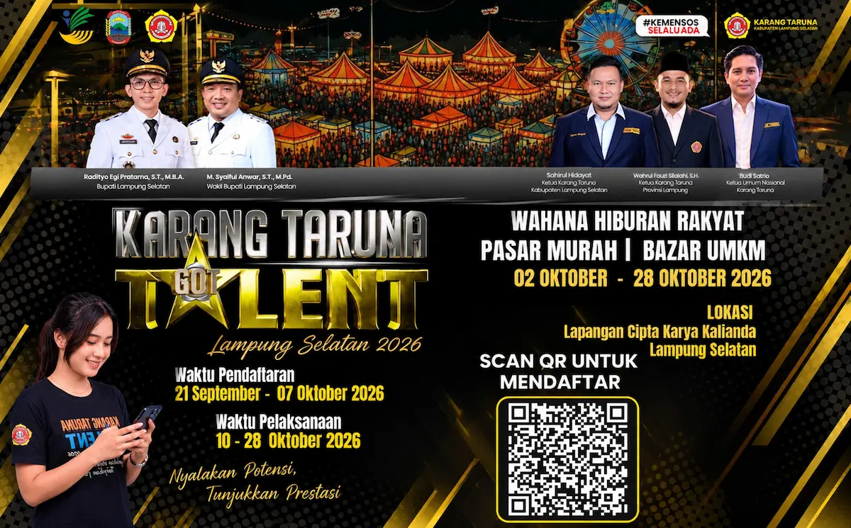 Karang Taruna Got Talent Lampung Selatan 2026 resmi dibuka dengan total hadiah dan trofi senilai Rp45 juta