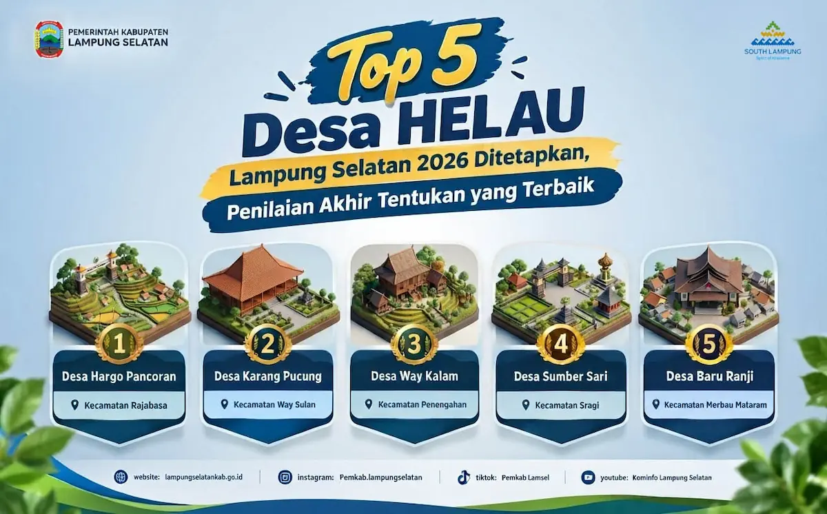 Lima desa terbaik di Kabupaten Lampung Selatan melaju ke tahap akhir Lomba Desa HELAU 2026