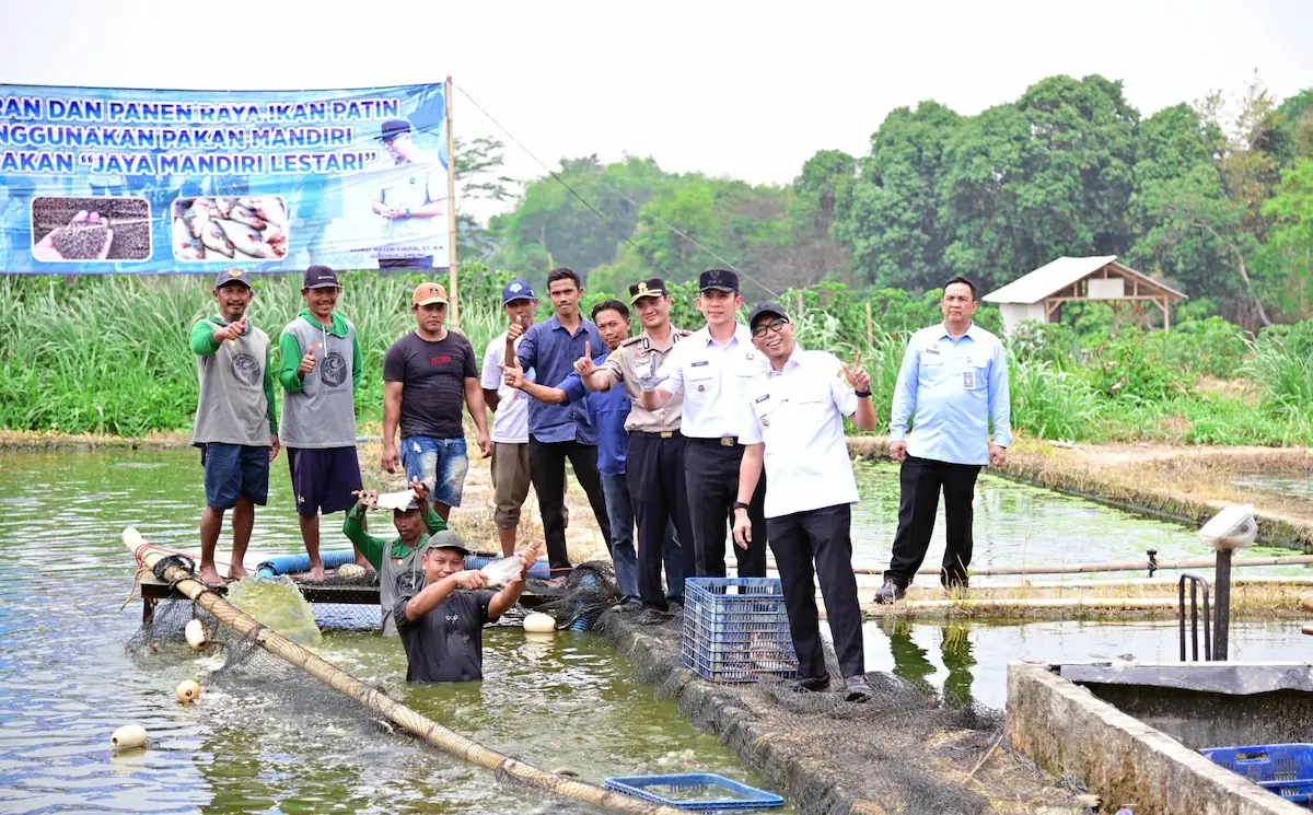 Bupati Lampung Selatan Radityo Egi Pratama menghadiri panen raya ikan patin bersama Gubernur Rahmat Mirzani Djausal di sekretariat Pokdakan Jaya Mandiri Lestari.